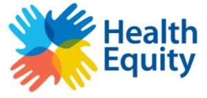 Four handprints in different colors with the text that says Health Equity