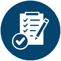 Blue circle plan checklist icon