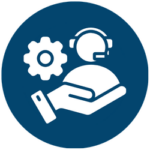 Blue circle technical support icon